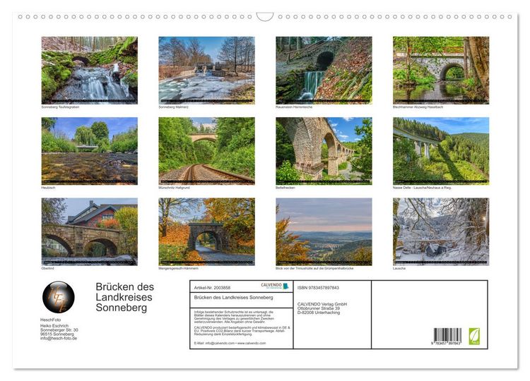 Produktbild: Br&uuml;cken des Landkreises Sonneberg (Wandkalender 2026 DIN A2 quer), CALVENDO Monatskalender