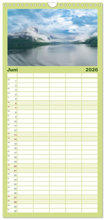 Produktbild: Familienplaner 2026 - Norwegens wundersch&ouml;ne Fjorde mit 5 Spalten (Wandkalender, 21 x 45 cm) CALVENDO