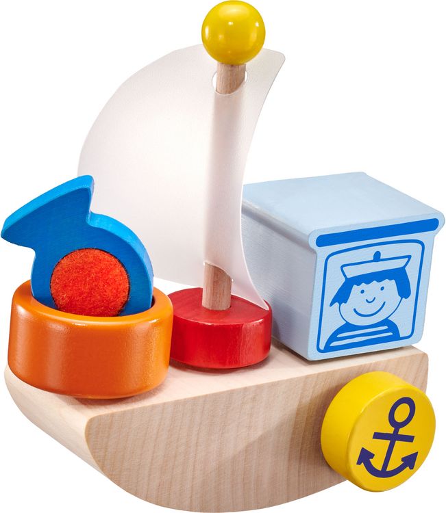 Produktbild: Selecta 62078 - Klettini&reg; Boot, Klett-Stapelspielzeug, Holz, 6-teilig