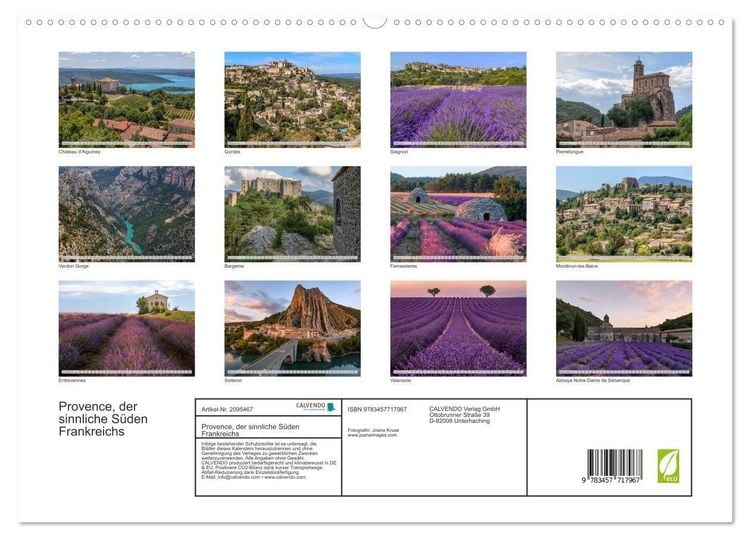 Produktbild: Provence, der sinnliche S&uuml;den Frankreichs (hochwertiger Premium Wandkalender 2026 DIN A2 quer), Kunstdruck in Hochglanz