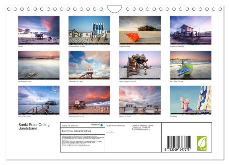 Produktbild: Sankt Peter Ording Sandstrand (Wandkalender 2027 DIN A4 quer), CALVENDO Monatskalender