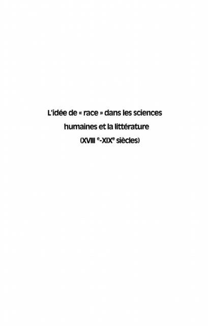 Produktbild: L'Idee de &quote;race&quote; dans les sciences humaines et la litteratur