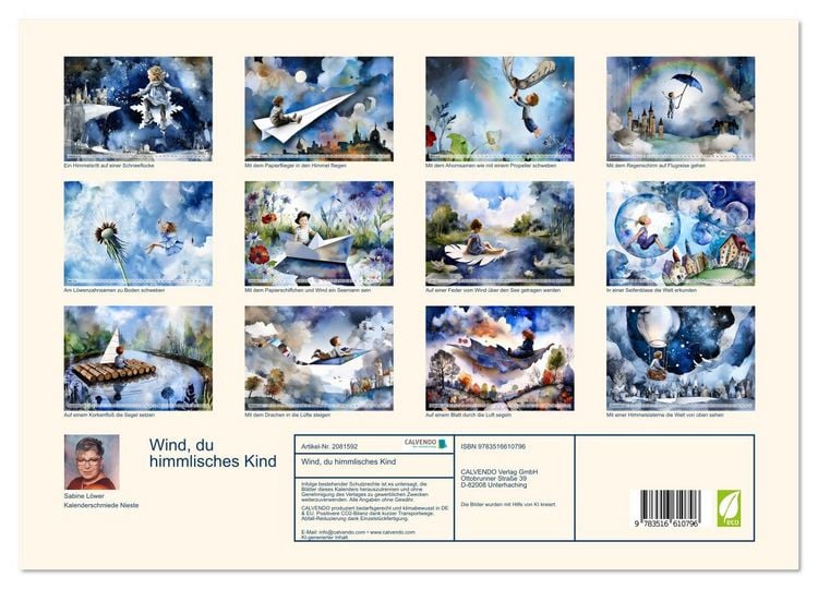 Produktbild: Wind, du himmlisches Kind (hochwertiger Premium Wandkalender 2026 DIN A2 quer), Kunstdruck in Hochglanz