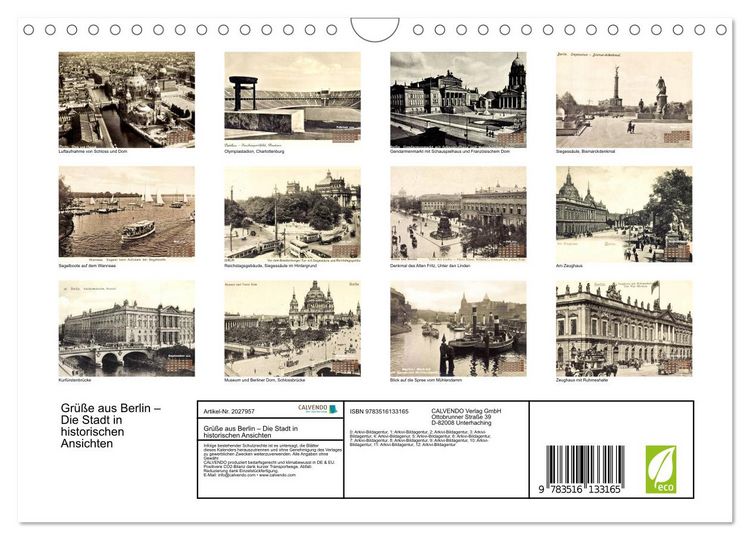 Produktbild: Gr&uuml;&szlig;e aus Berlin &ndash; Die Stadt in historischen Ansichten (Wandkalender 2026 DIN A4 quer), CALVENDO Monatskalender