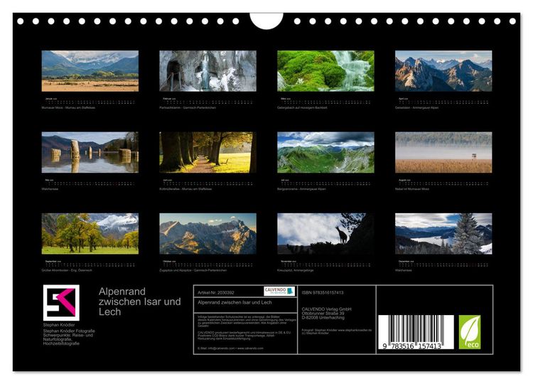Produktbild: Alpenrand zwischen Isar und Lech (Wandkalender 2026 DIN A4 quer), CALVENDO Monatskalender