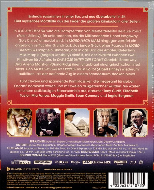 Produktbild: Agatha Christie Collection - 4K-Remastered [5 4K-UHDs+5 Blu-rays]