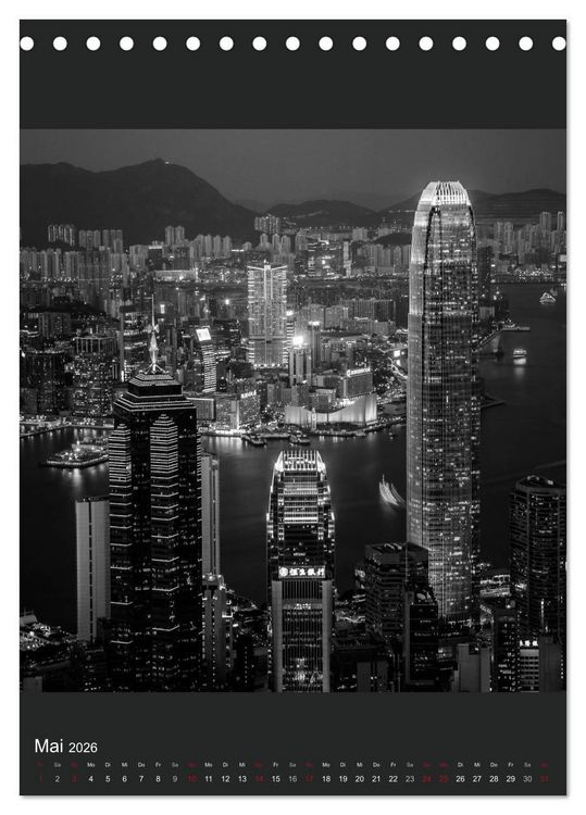 Produktbild: Hongkong schwarzwei&szlig; (Tischkalender 2026 DIN A5 hoch), CALVENDO Monatskalender