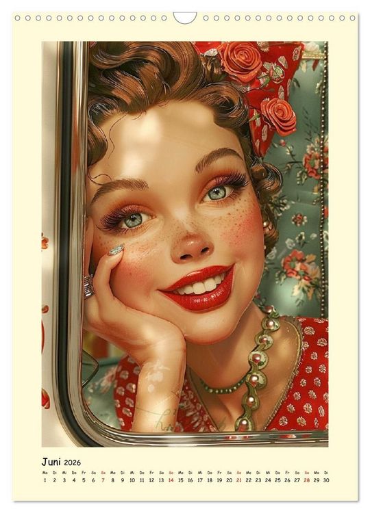 Produktbild: Pin-up-Portraits. H&uuml;bsche Girls in Comic-Vintage-Art (Wandkalender 2026 DIN A3 hoch), CALVENDO Monatskalender