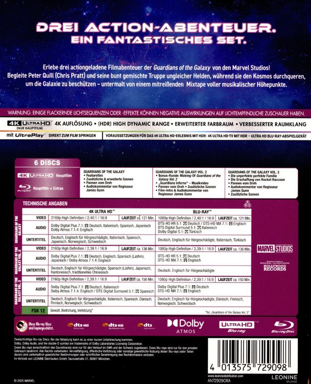 Produktbild: Guardians of the Galaxy - 3-Movie Collection (4K Ultra HD) (+ Blu-ray)