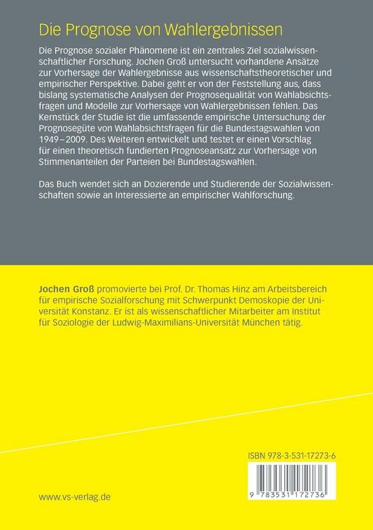 Produktbild: Die Prognose von Wahlergebnissen