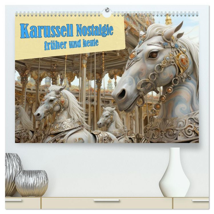 Produktbild: Karussell Nostalgie fr&uuml;her und heute (hochwertiger Premium Wandkalender 2026 DIN A2 quer), Kunstdruck in Hochglanz