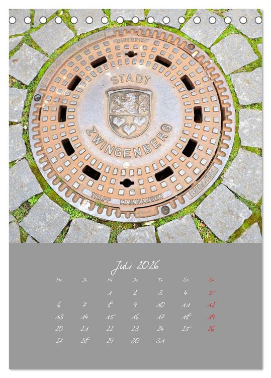 Produktbild: Faszination Kanaldeckel (Tischkalender 2026 DIN A5 hoch), CALVENDO Monatskalender