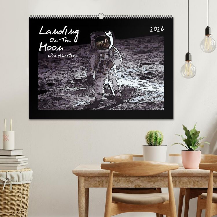 Produktbild: Landing On The Moon Like A Cartoon (Wandkalender 2026 DIN A2 quer), CALVENDO Monatskalender