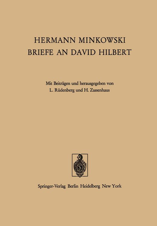 Produktbild: Hermann Minkowski Briefe an David Hilbert