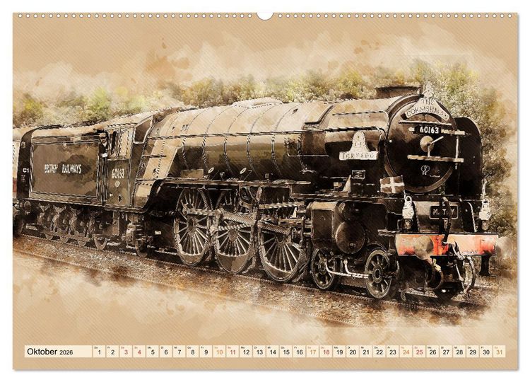 Produktbild: Dampflokomotiven - wundersch&ouml;ne Giganten auf Schienen (Wandkalender 2026 DIN A2 quer), CALVENDO Monatskalender