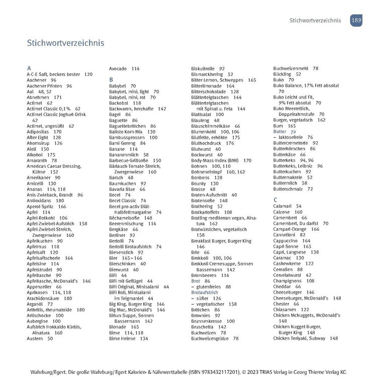 Produktbild: Die gro&szlig;e Wahrburg/Egert Kalorien-&-N&auml;hrwerttabelle