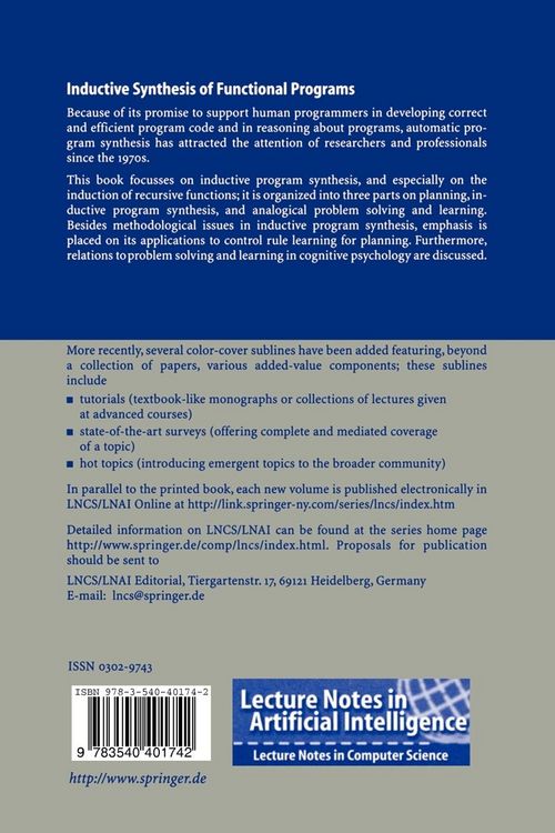 Produktbild: Inductive Synthesis of Functional Programs