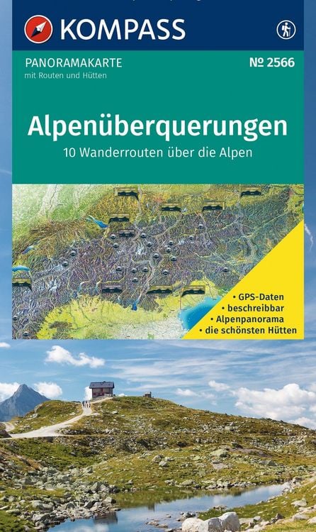 Produktbild: KOMPASS Fernwegekarte Alpen&uuml;berquerungen Panorama 1:2 Mio.