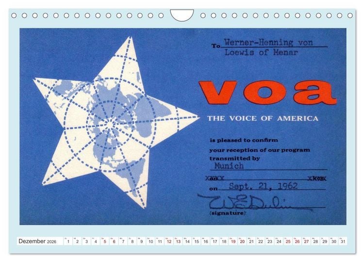 Produktbild: Rundfunk in Deutschland - Historische QSL-Karten (Wandkalender 2026 DIN A4 quer), CALVENDO Monatskalender