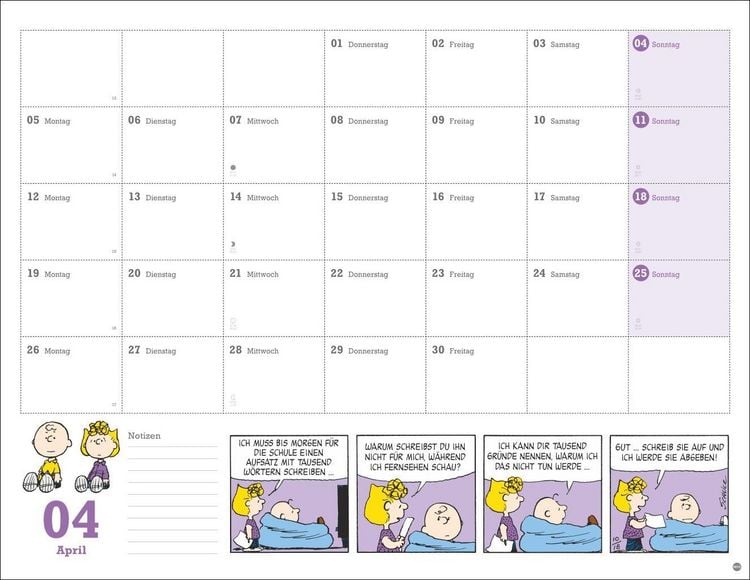 Produktbild: Peanuts Monatsplaner 2027