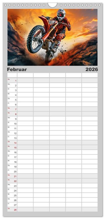 Produktbild: Familienplaner 2026 - Motorcross Welt mit 5 Spalten (Wandkalender, 21 x 45 cm) CALVENDO