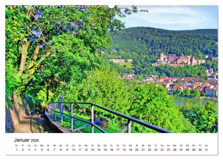 Produktbild: Heidelberg - Heiligenberg und Philosophenweg (Wandkalender 2026 DIN A2 quer), CALVENDO Monatskalender