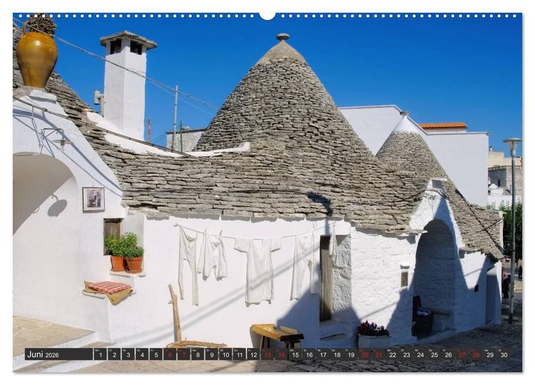 Produktbild: Trulli in Apulien - Einzigartige Rundh&auml;user im S&uuml;den Italiens (Wandkalender 2026 DIN A2 quer), CALVENDO Monatskalender
