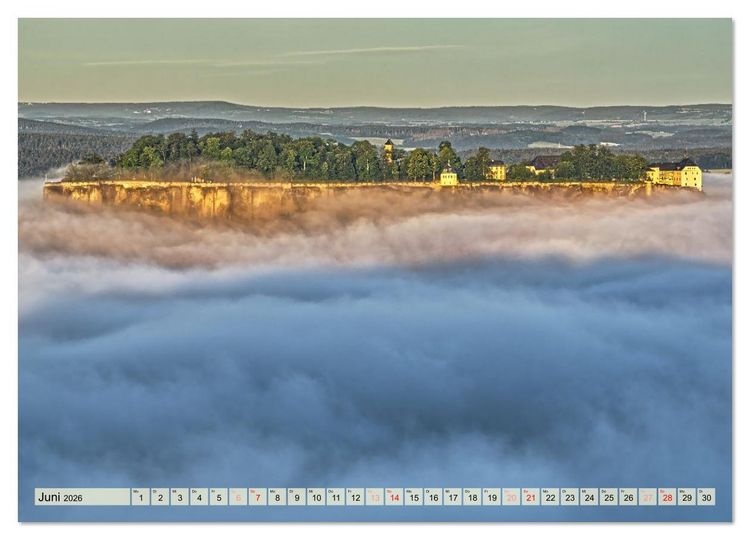 Produktbild: Die Festung K&ouml;nigstein im Licht der vier Jahreszeiten (Wandkalender 2026 DIN A3 quer), CALVENDO Monatskalender