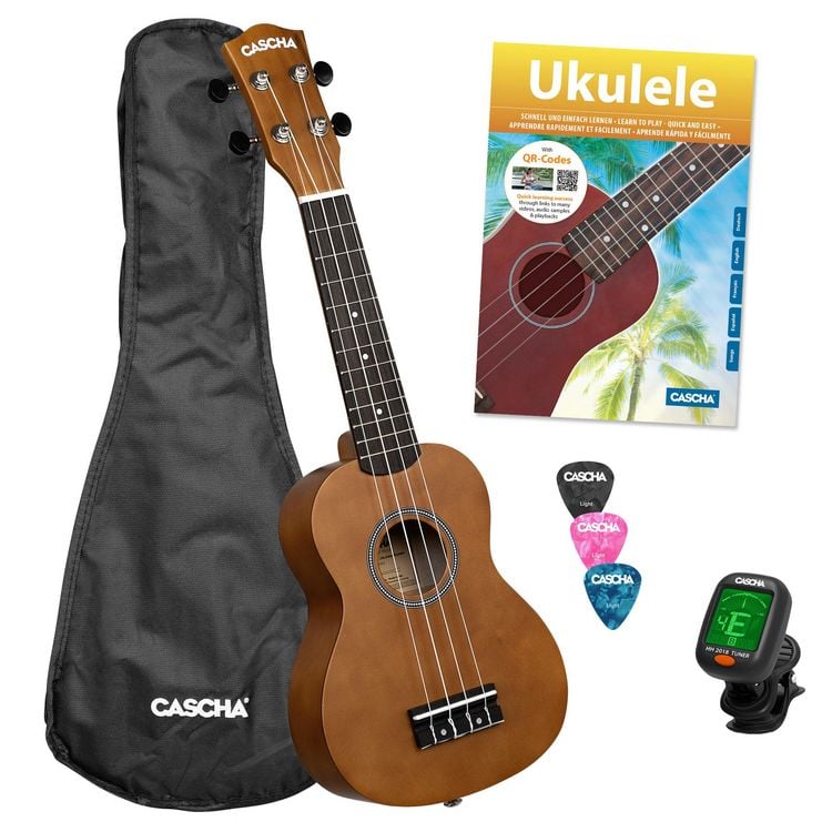Produktbild: Soprano Ukulele Linden Set (incl. incl. 4 languages Method (DE/EN/FR/ES), Bag unpadded, 3 Picks, Tuner) **