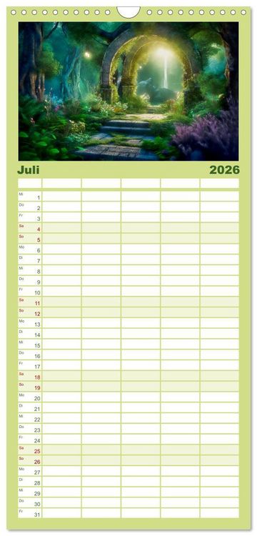 Produktbild: Familienplaner 2026 - Im Reich der Elben mit 5 Spalten (Wandkalender, 21 x 45 cm) CALVENDO
