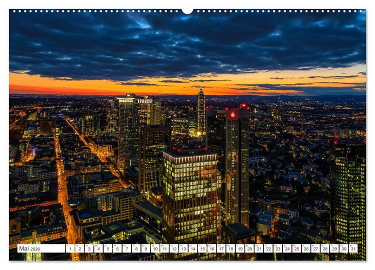 Produktbild: Frankfurt am Main - at night (hochwertiger Premium Wandkalender 2026 DIN A2 quer), Kunstdruck in Hochglanz