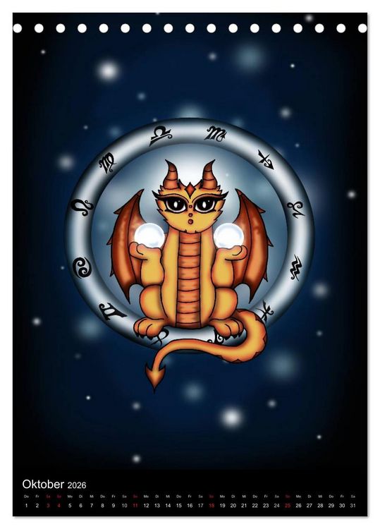Produktbild: Drachen-Sternzeichen (Tischkalender 2026 DIN A5 hoch), CALVENDO Monatskalender