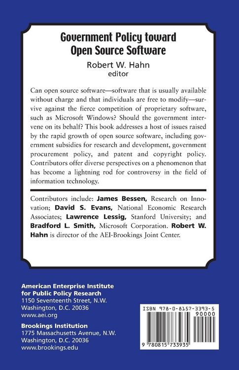 Produktbild: Government Policy toward Open Source Software