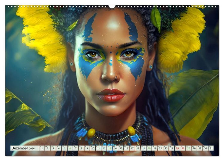 Produktbild: Exotische Frauenportraits im Dschungel (hochwertiger Premium Wandkalender 2026 DIN A2 quer), Kunstdruck in Hochglanz