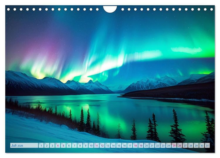 Produktbild: Traumhafte Polarlichter . Licht, Schnee und Eis hoch im Norden (Wandkalender 2026 DIN A4 quer), CALVENDO Monatskalender
