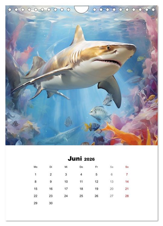 Produktbild: Tanz der Haie. Aquarelle von den K&ouml;nigen der Meere (Wandkalender 2026 DIN A4 hoch), CALVENDO Monatskalender