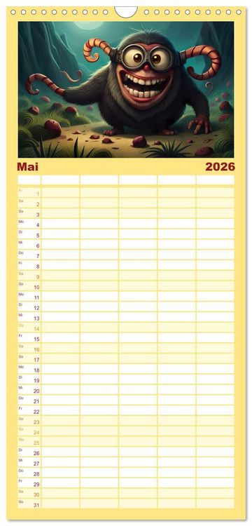 Produktbild: Familienplaner 2026 - Keine Angst vor Monstern mit 5 Spalten (Wandkalender, 21 x 45 cm) CALVENDO