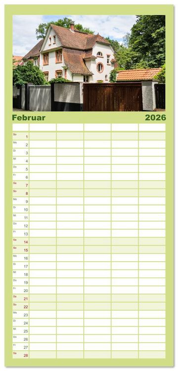 Produktbild: Familienplaner 2026 - Die Villenkolonie in Buchschlag mit 5 Spalten (Wandkalender, 21 x 45 cm) CALVENDO