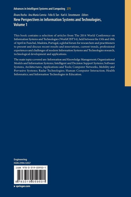Produktbild: New Perspectives in Information Systems and Technologies, Volume 1