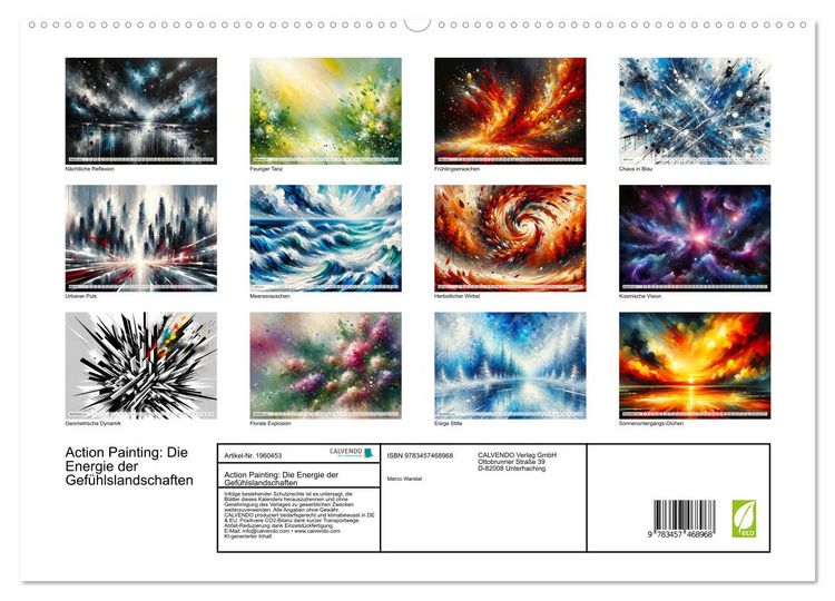 Produktbild: Action Painting: Die Energie der Gef&uuml;hlslandschaften (hochwertiger Premium Wandkalender 2026 DIN A2 quer), Kunstdruck in Hochglanz