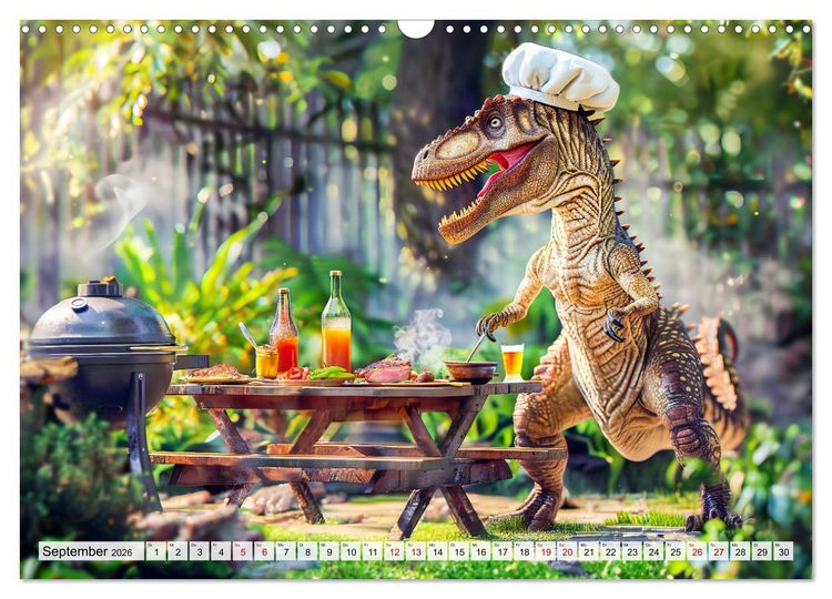 Produktbild: Dinosaurier-Alltag - Wenn sie nicht ausgestorben w&auml;ren! (Wandkalender 2026 DIN A3 quer), CALVENDO Monatskalender
