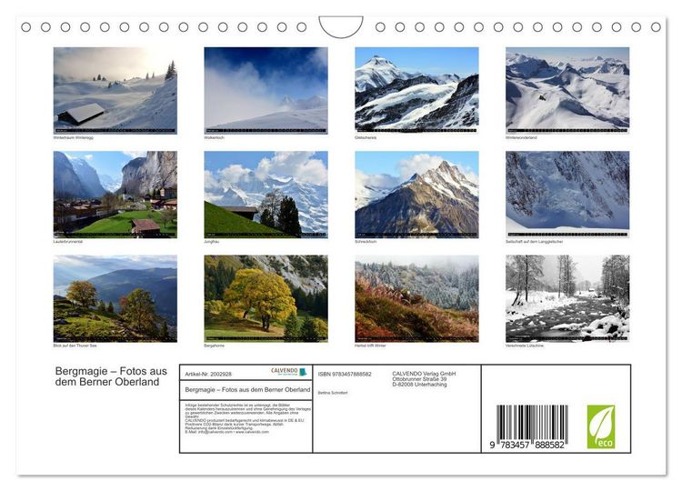Produktbild: Bergmagie &ndash; Fotos aus dem Berner Oberland (Wandkalender 2026 DIN A4 quer), CALVENDO Monatskalender
