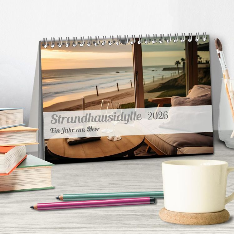 Produktbild: Strandhausidylle (Tischkalender 2026 DIN A5 quer), CALVENDO Monatskalender
