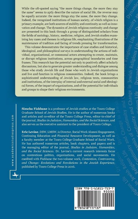 Produktbild: Dynamics of Continuity and Change in Jewish Religious Life