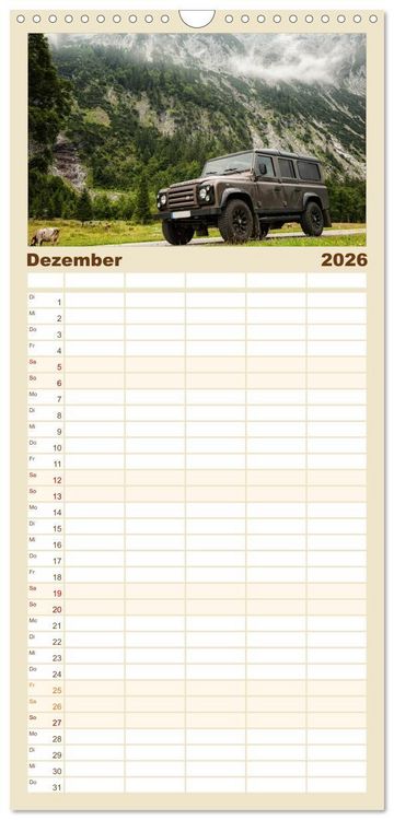 Produktbild: Familienplaner 2026 - Mit dem 4x4 durch Europa mit 5 Spalten (Wandkalender, 21 x 45 cm) CALVENDO