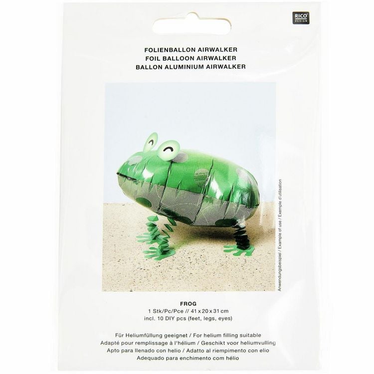 Produktbild: Folienballon Airwalker, Frosch, 1 Ballon + 10-DIY Teile, 41 x 20 x 31 cm