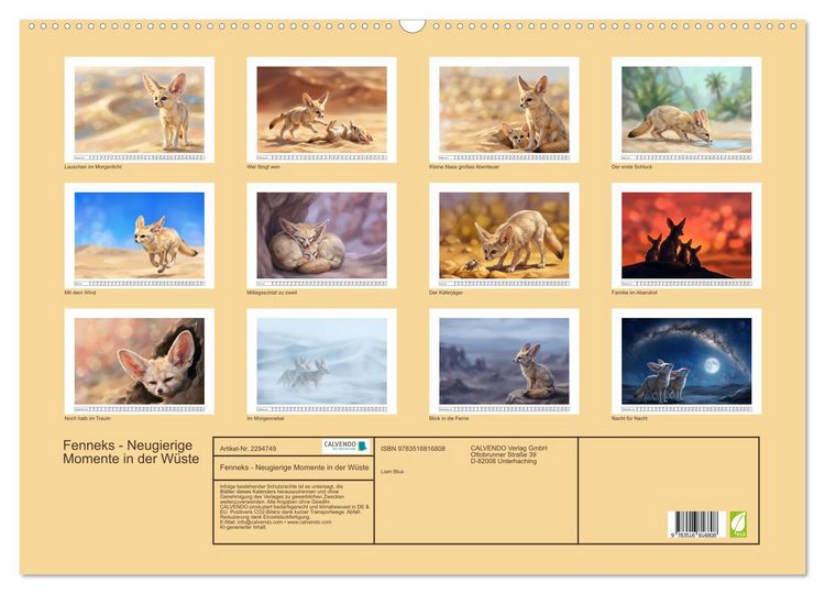 Produktbild: Fenneks - Neugierige Momente in der W&uuml;ste (Wandkalender 2027 DIN A2 quer), CALVENDO Monatskalender