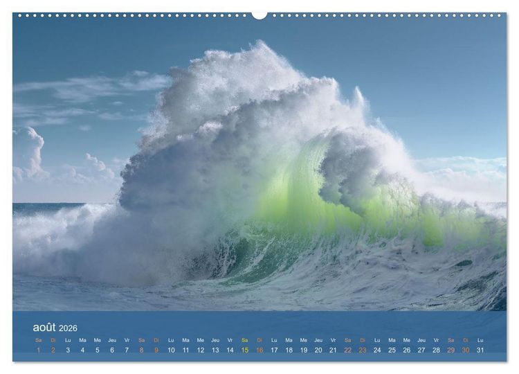 Produktbild: Temp&ecirc;tes c&ocirc;ti&egrave;res - La puissance brute des vagues (Calendrier mural 2026 DIN A2 vertical) calendrier de bureau