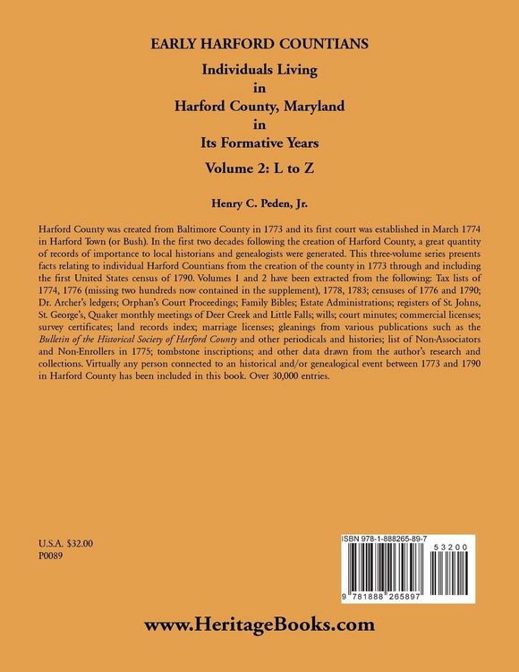 Produktbild: Early Harford Countians, Volume 2, L to Z
