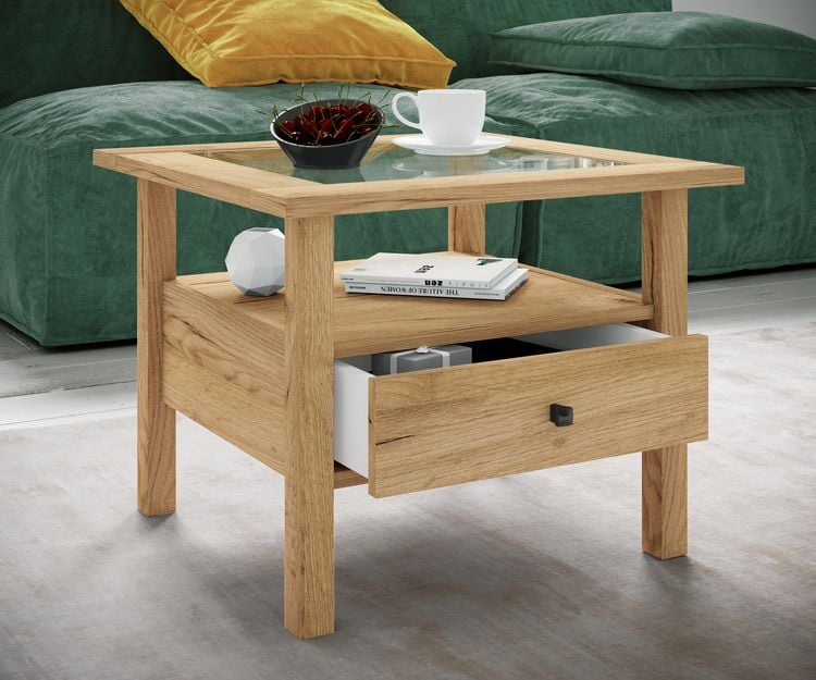 Produktbild: Holz Sofatisch Couchtisch Schublade Lingis M